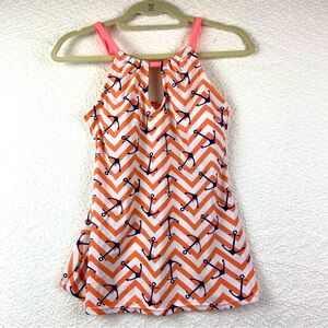 Anchor Print Chevron Tankini top. Women’s size medium